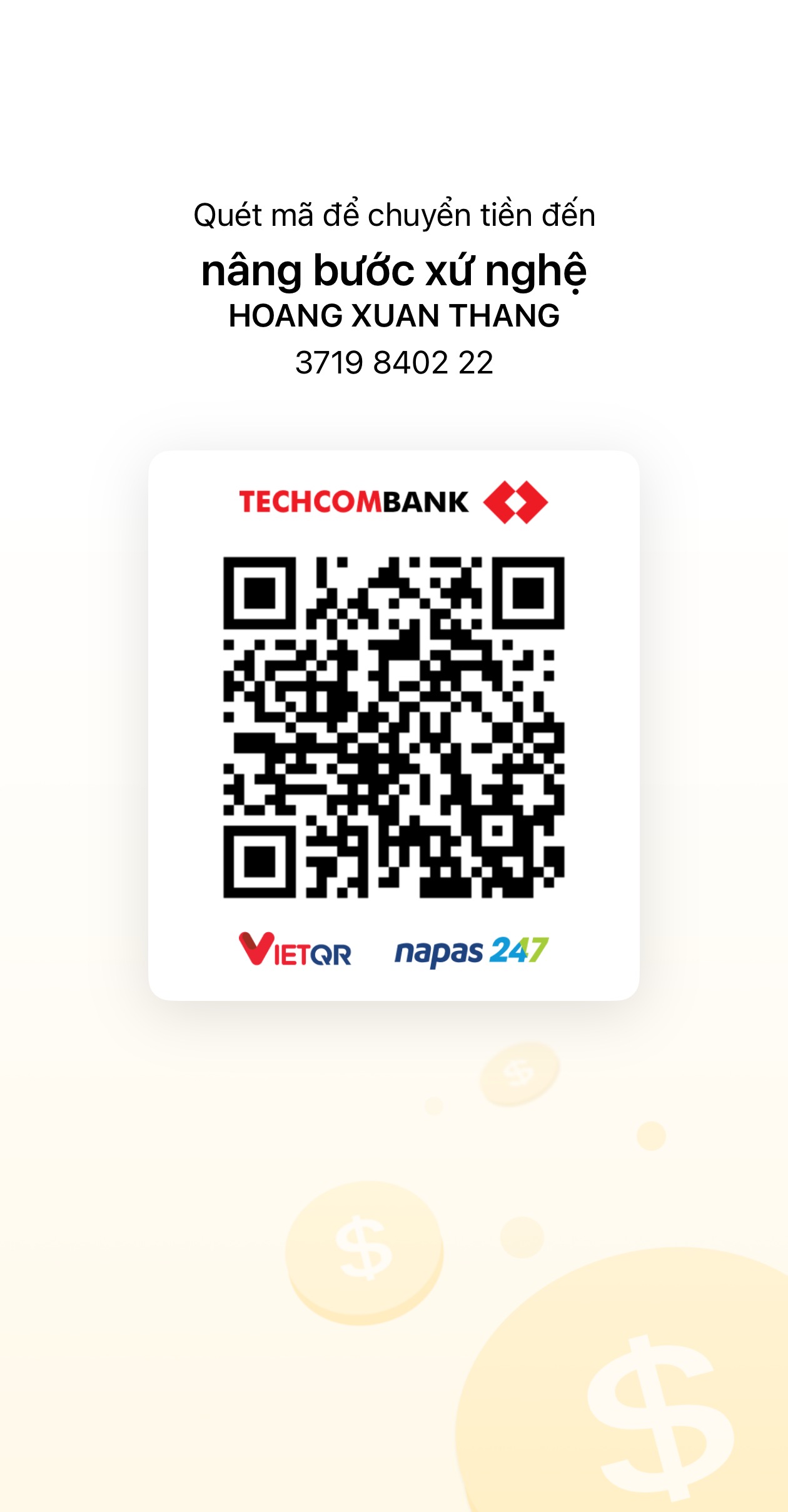 QR chuyển khoản Techcombank – Nâng Bước Xứ Nghệ
